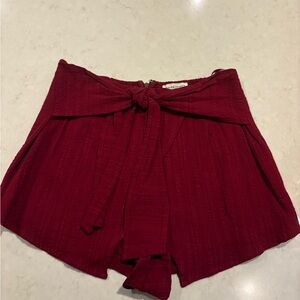 Elegant Burgundy Women's Shorts with Bow Detail